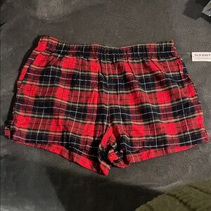 Old Navy Women's Red and Black Plaid Pajama Shorts and top set